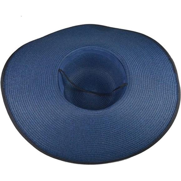 Womens Big Bowknot Straw Hat Floppy Foldable Roll up Beach Cap Sun Hat UPF 50+